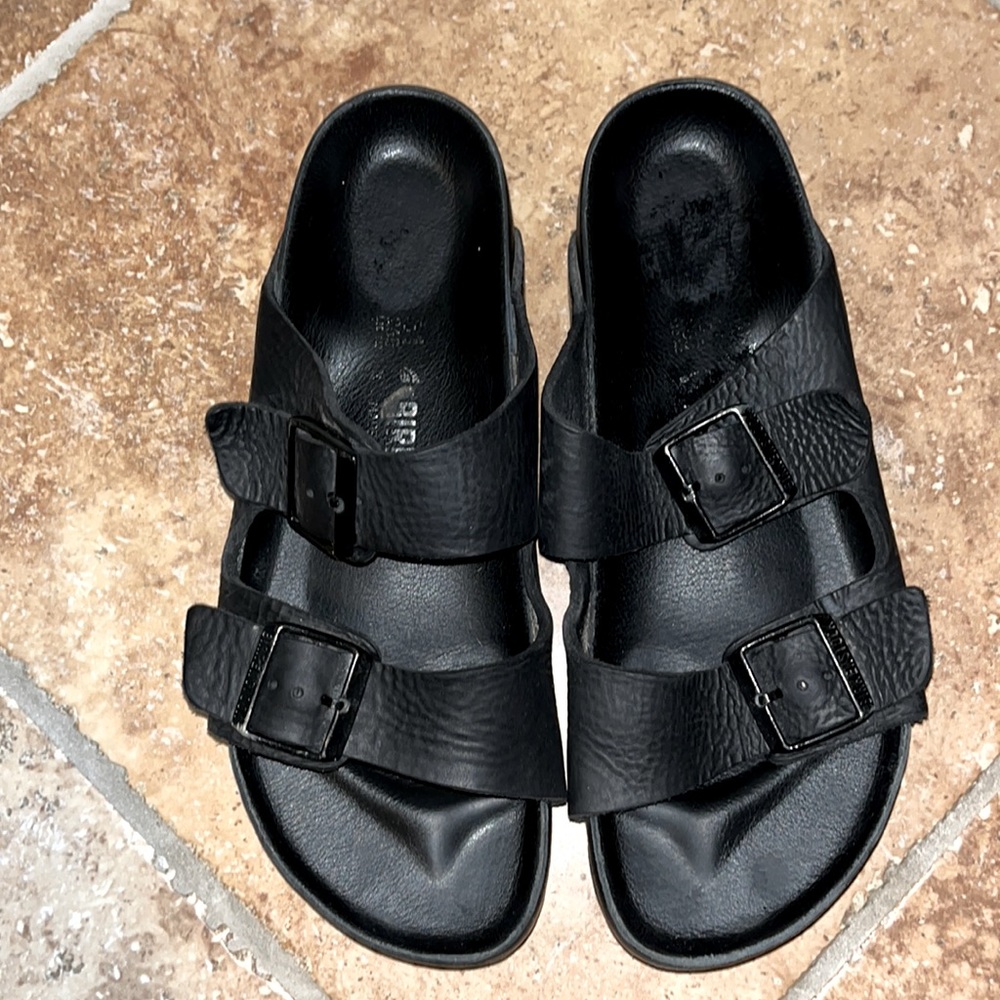 Birkenstock Black Leather Arizona Sandals